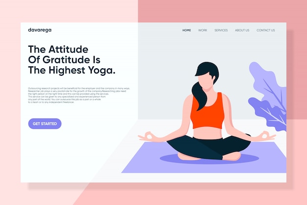 Girl Doing Yoga Meditation Landing Page