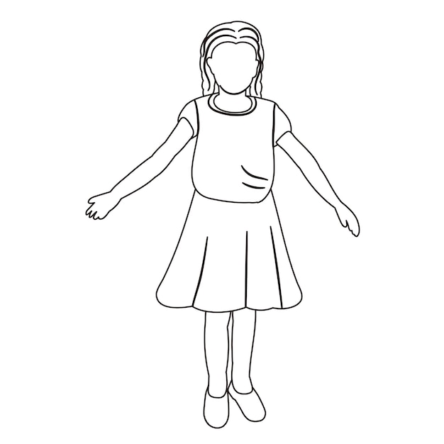 Girl doodle sketch outline isolated