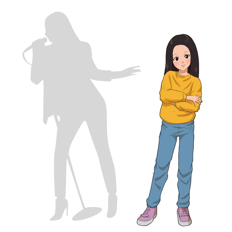 Vector girl dreaming of becoming a singer