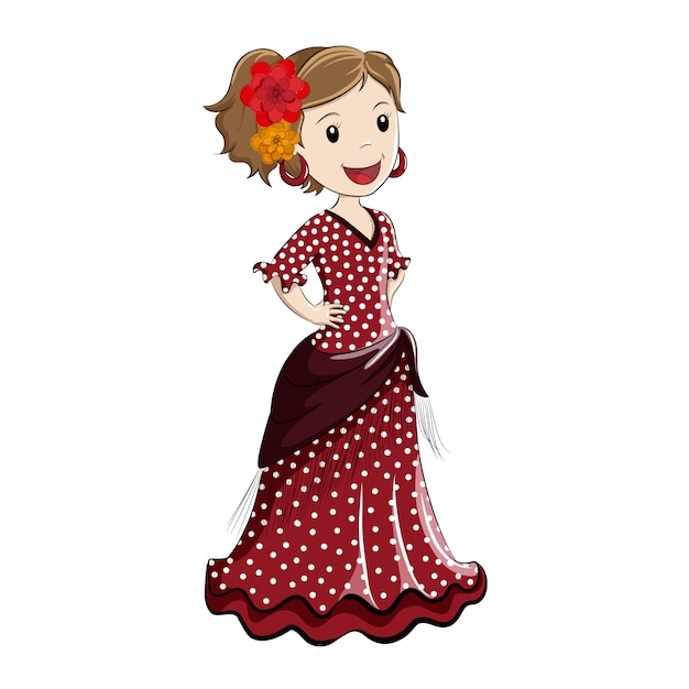 Vector girl dressed in traditional spanish costume