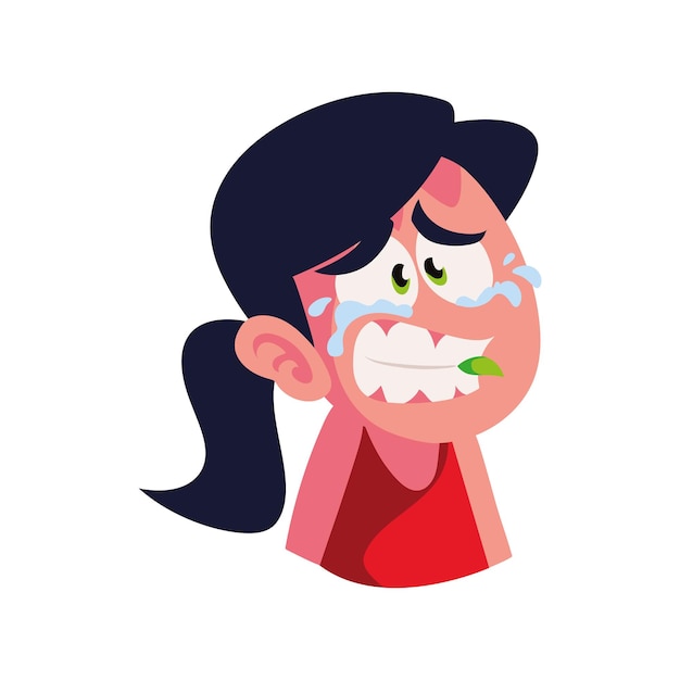 Vector girl eat hot chili icon isolated