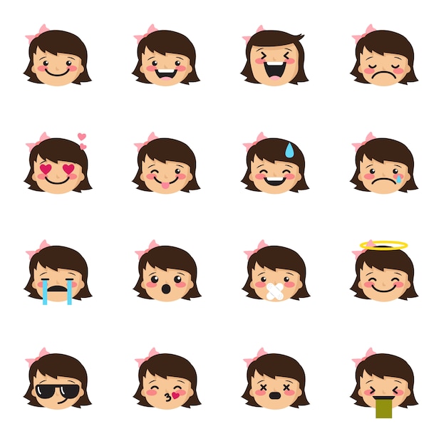 Vector girl emoticons collection
