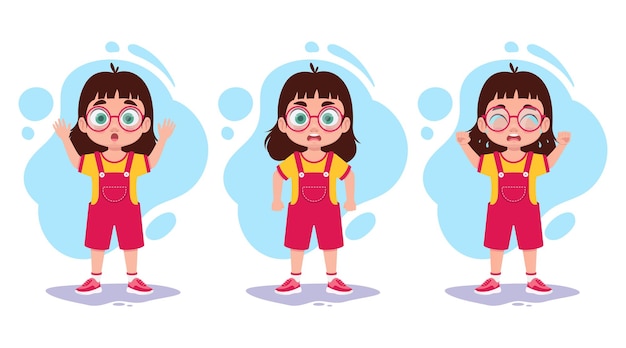 Girl emoties illustratie set