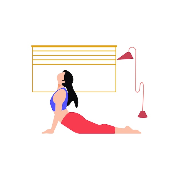 Vector girl exercising in cobra pose