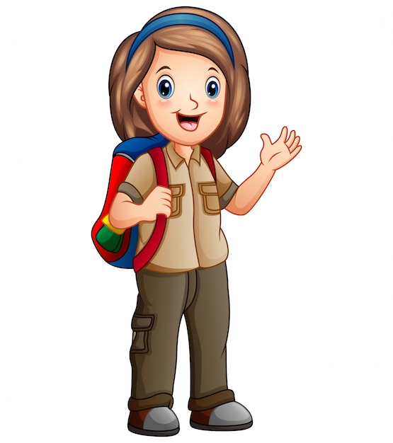 A girl in explorer outfit with backpack