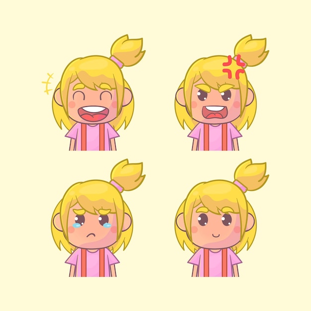 Girl face expression set