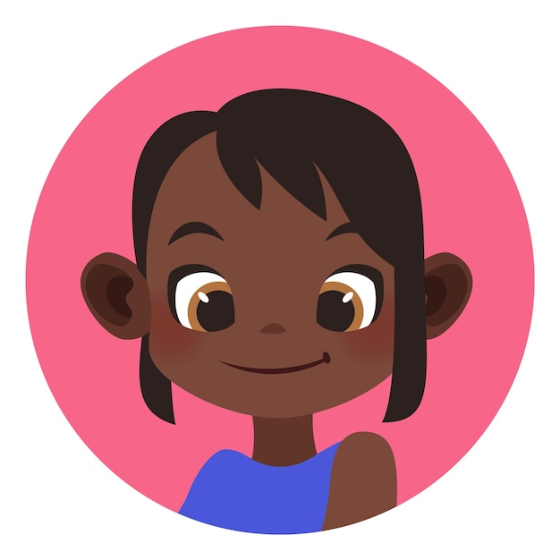 Girl face portrait. black hair child avatar