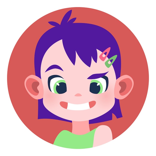 Girl face in round frame web kid avatar