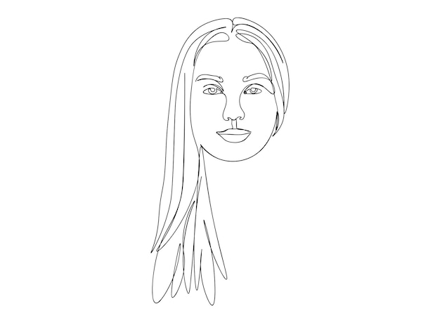 Girl face single-line art tekening zet lijn vectorillustratie voort