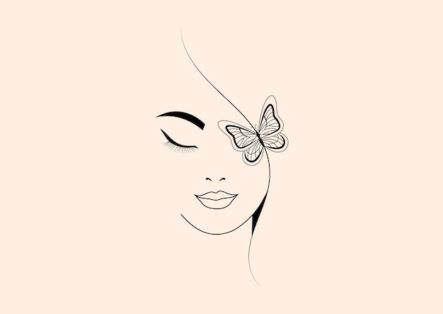 Girl face vector outline lineart