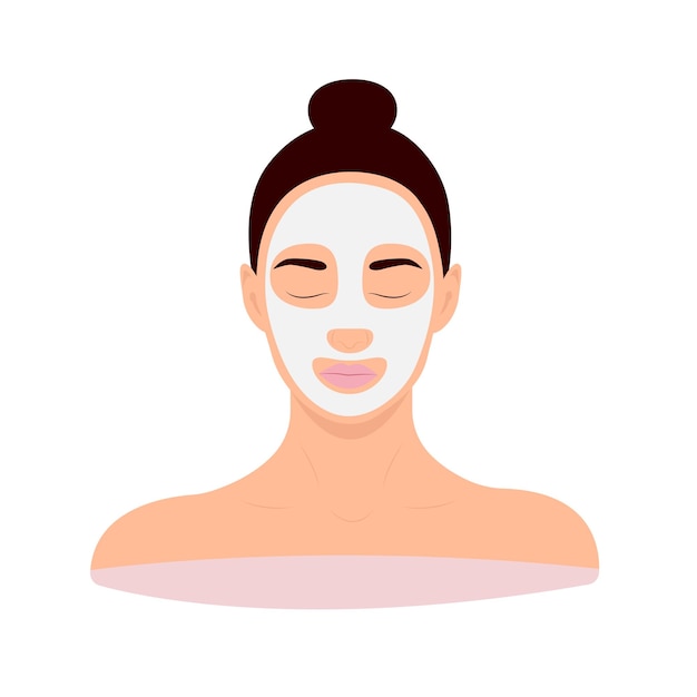 Girl face with closed eyes in facial mask