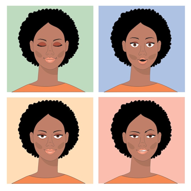 girl facial expressions emotions smile surprise African American