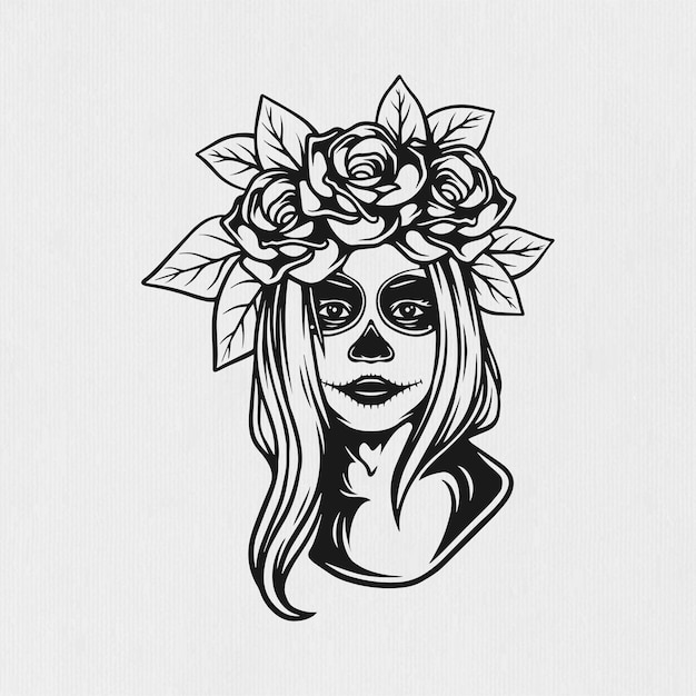 Girl and flower illustration of dia de los muertos