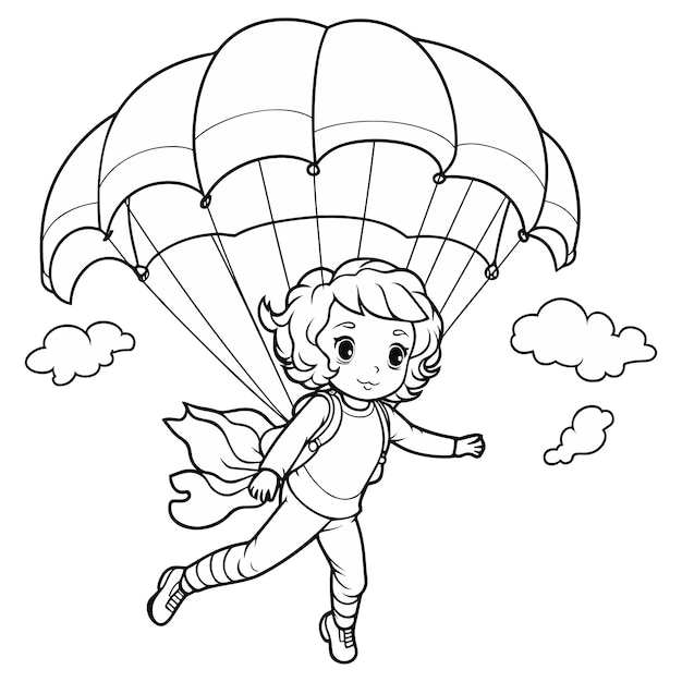 girl flying with parachute