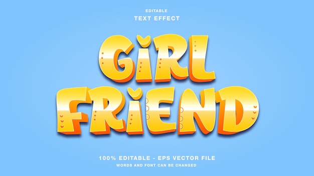 Girl friend cartoon editable text effect