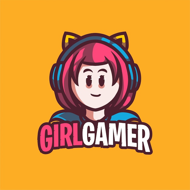 Girl gamer mascotte gaming-logo