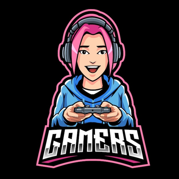 Girl gamers esport logo mascot design