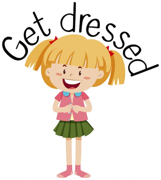 Vector a girl get dressed on white background