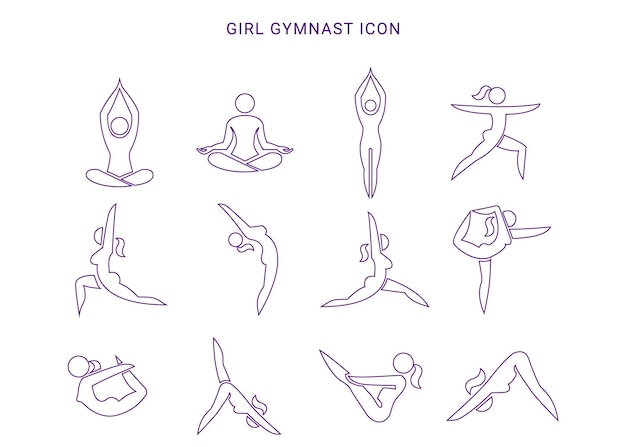 Girl Gymnast icon set