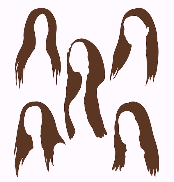 Vector girl hair silhouette or black silhouette