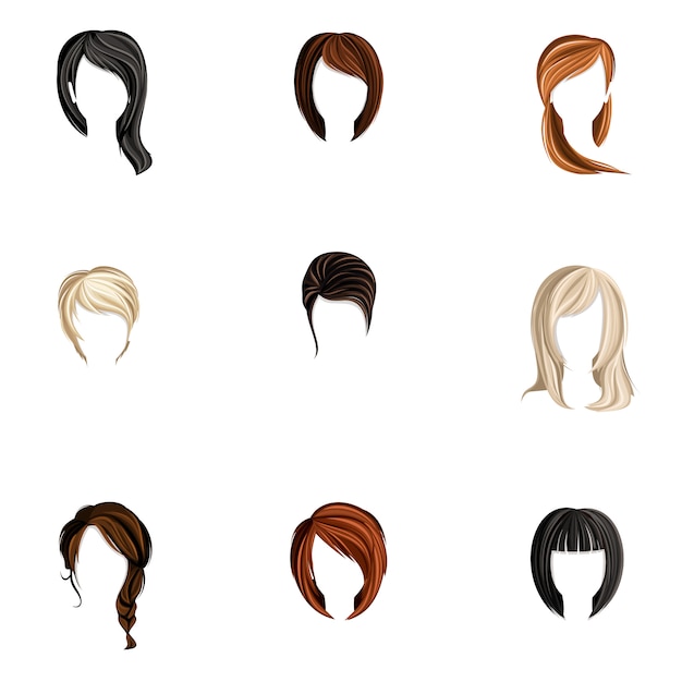 Set di stile di capelli della ragazza