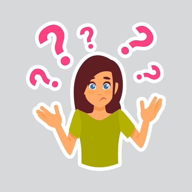 Girl Having Question Sticker For Messenger