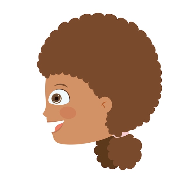 Girl head profile isolated icon design