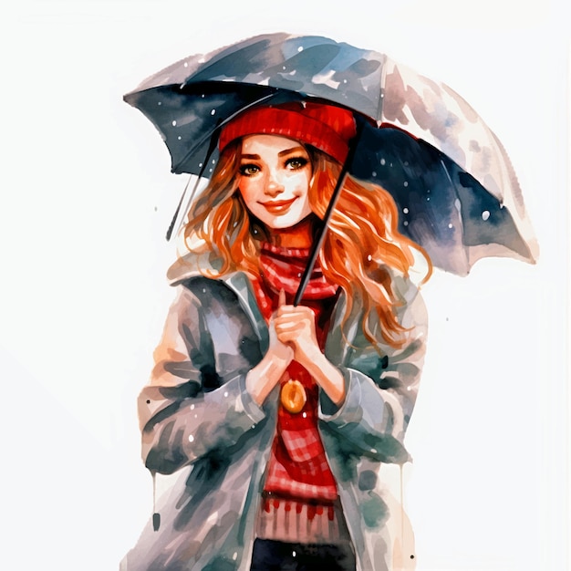 A Girl and Her Umbrella Amid Drizzling Ambiance