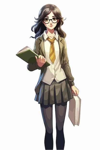 A girl holding a book and a book in her hands.