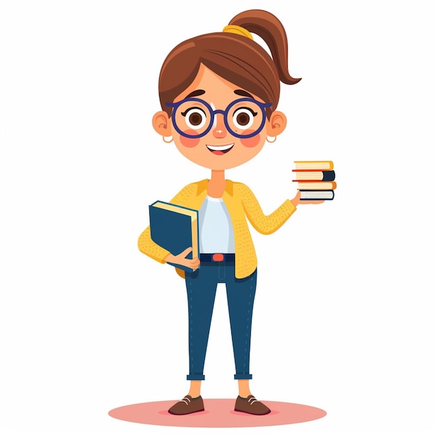 a girl holding a book and a book with a book in her hand