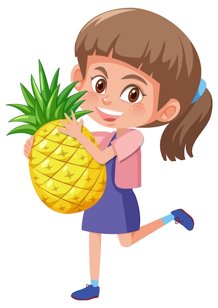 A girl holding fruit on white background