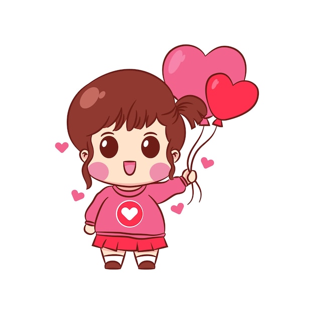 Girl holding love balloon