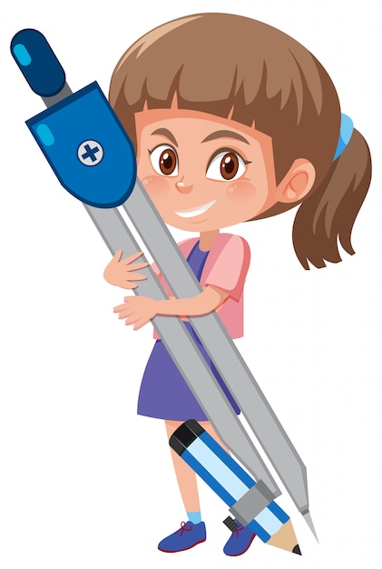 Girl holding math compass