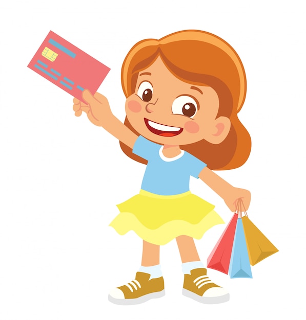 girl holds credit card