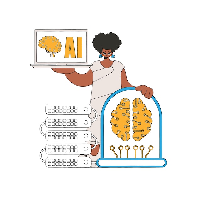 벡터 소녀는 ai, 벡터 아트를 갖춘 서버를 보유하고 있습니다.