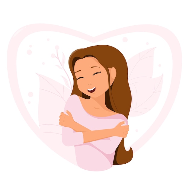 소녀는 자신을 껴안고 Selflove