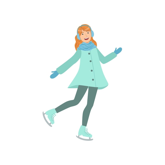 Girl Ice Skating Winter Sports Illustration