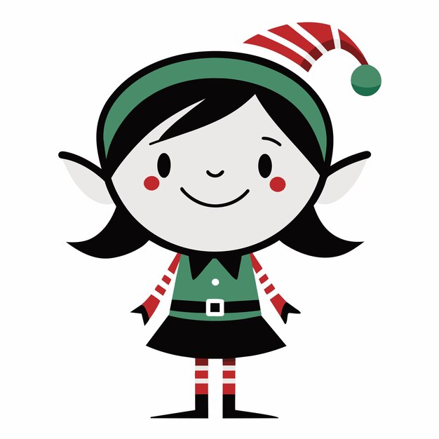 クリスマス・エルフ (christmas elf) 手描きの漫画キャラクター スティッカー アイコンコンセプト