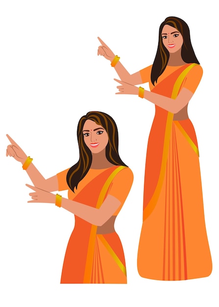 Vector girl indian showing hand