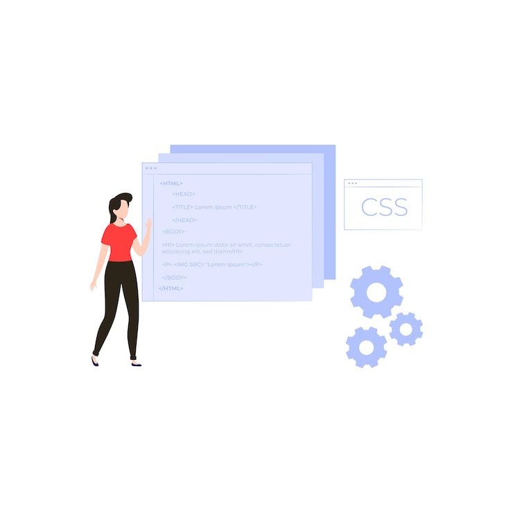 Vector the girl is coding css
