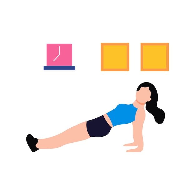 the girl is doing upward planks