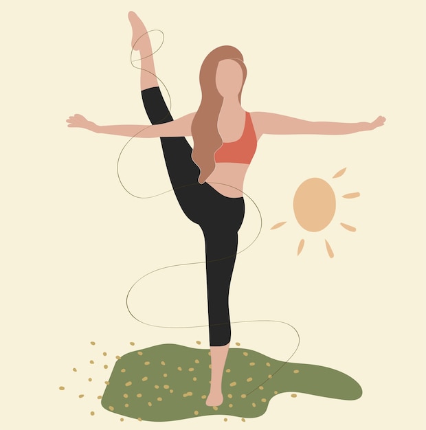 La ragazza sta facendo yoga nel parco allenatore yoga sport stile di vita sano illustrazione vettoriale