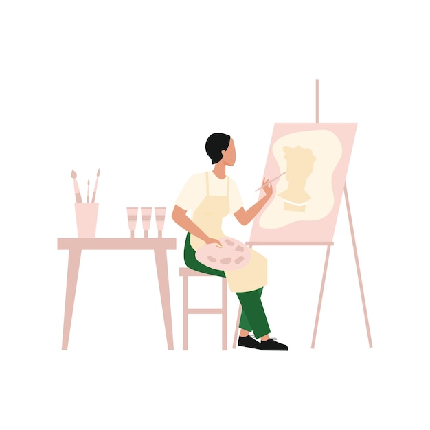 the girl is drawing