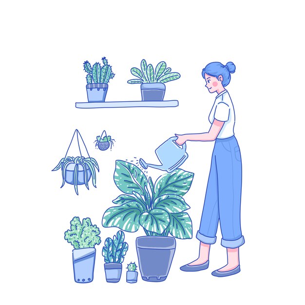 Girl is gardening