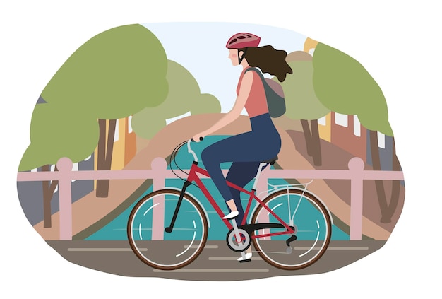 アムステルダムで女の子が自転車で旅行している