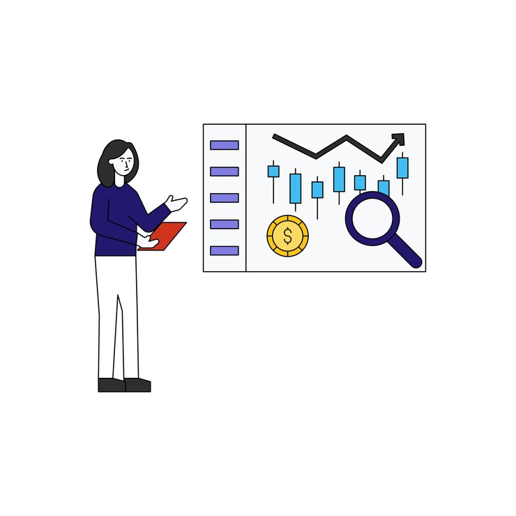 Vector the girl is looking for dollars on the adjust panel