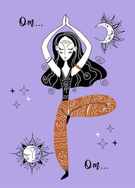 the girl is meditating yoga meditation yoga positions namaste vector