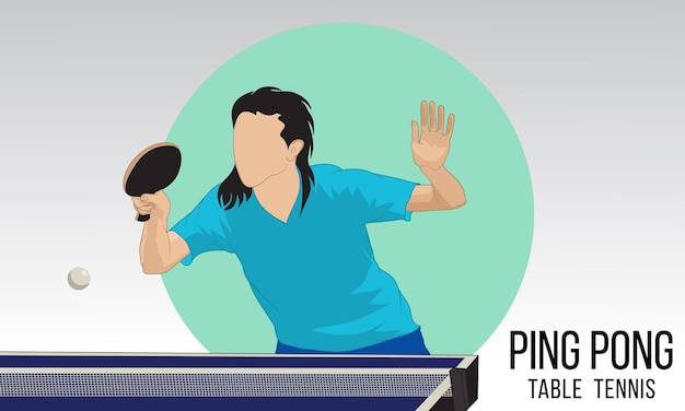 Vettore una ragazza sta giocando a ping-pong