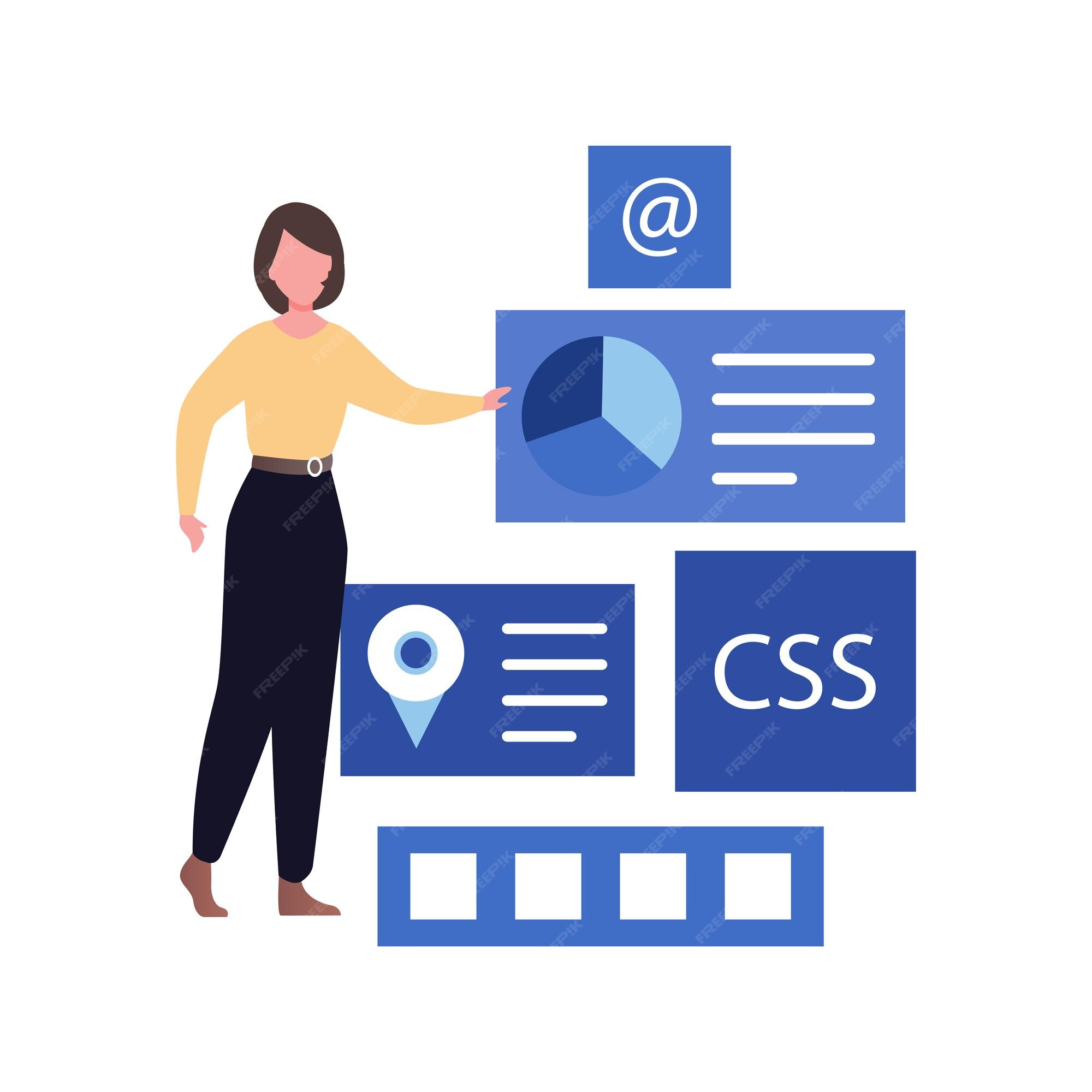 Premium Vector | The girl is programming css