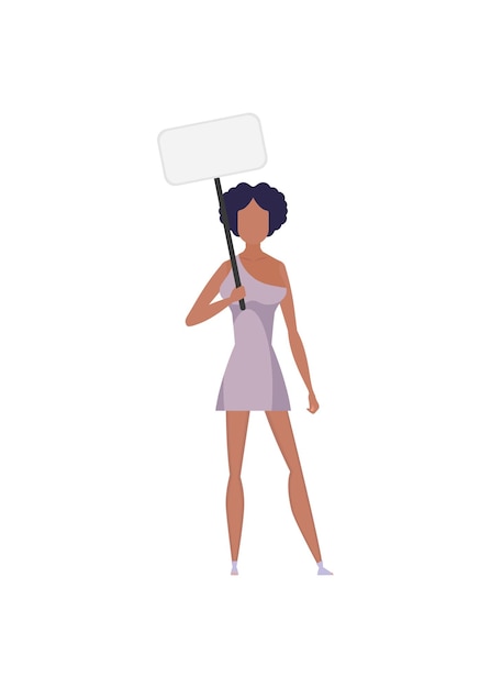 The girl is protesting with an empty transporter in her hands Flat style Vector